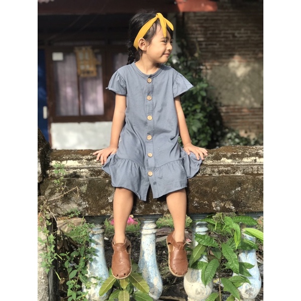 RACHIDKIDS / DRESS ANAK / DASTER ANAK LUCU / LILIE DRESS BUTTON