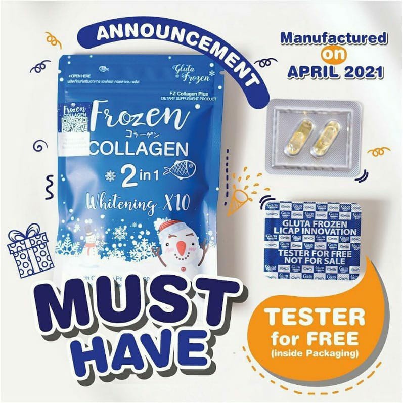 Ready Frozen Collagen 60 kapsul Barcode stok terbaru | Pemutih wajah badan alami 100% Original