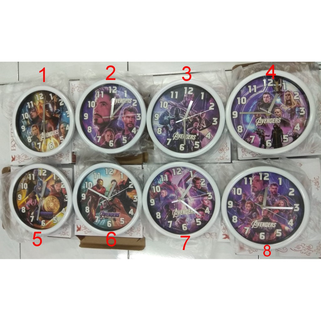 JAM DINDING AVENGERS / WALL CLOCK SWEEP MOVEMENT +BONUS BATERE