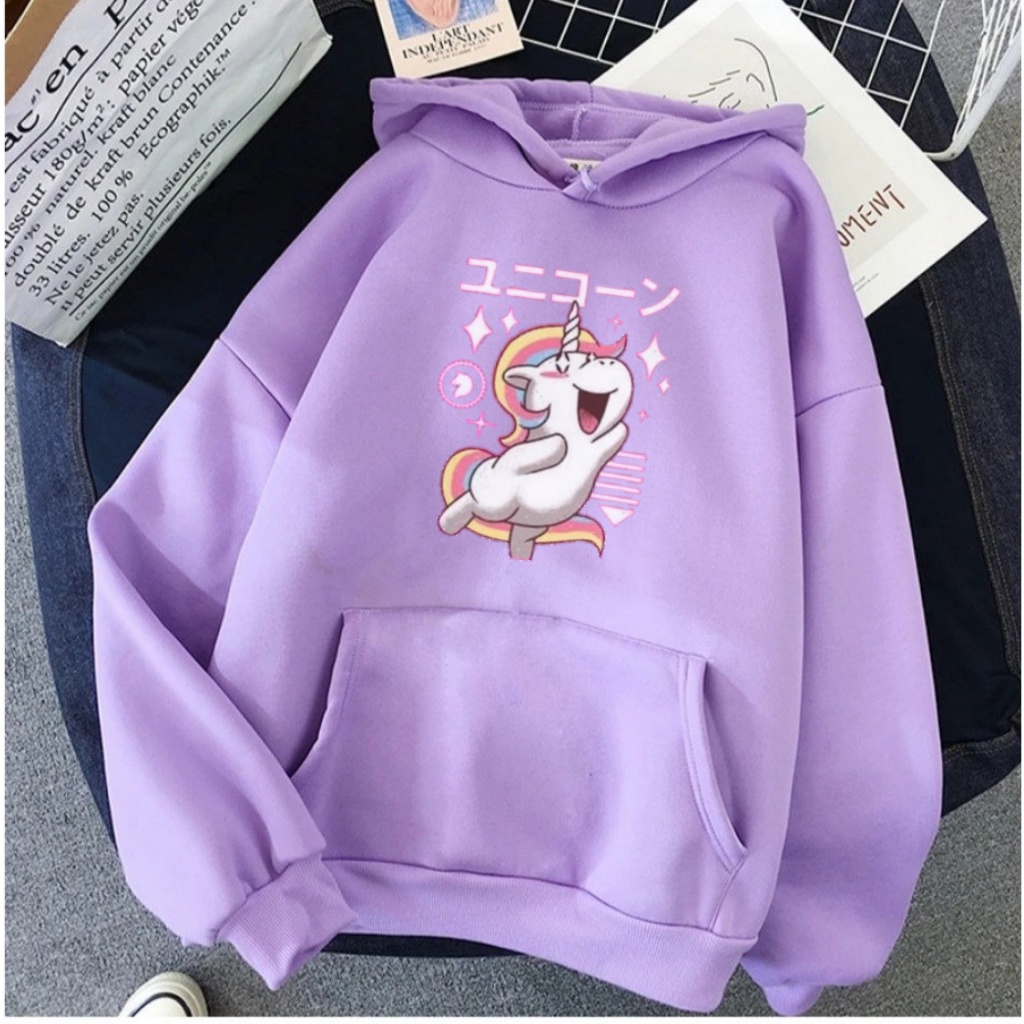 Sweater Hoodie Anak Perempuan Little Unicorn usia 5-14 Tahun