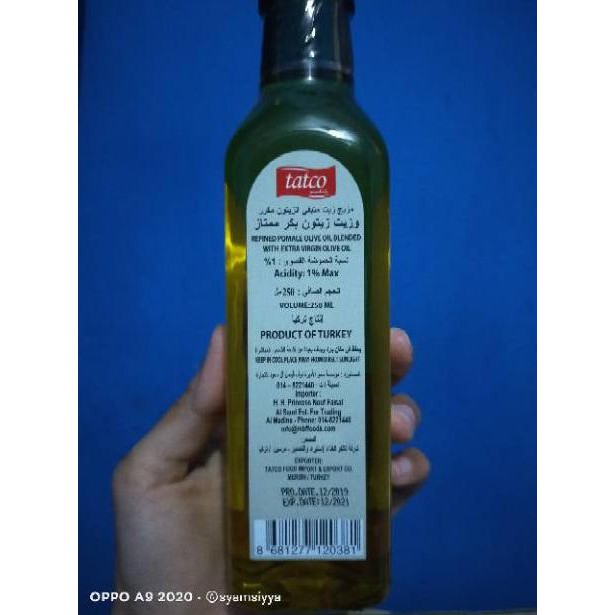 [922] Minyak zaitun tatco 100% original botol kaca asli turki / virgin olive oil refined pomace