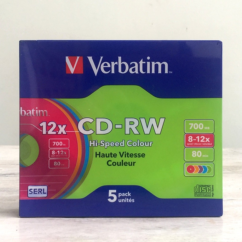 CD-RW Verbatim Single Pack (5 pcs) 12X 700 MB Slim Case