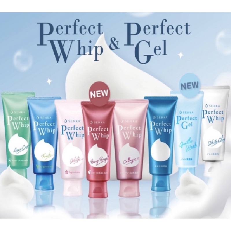 Senka Perfect Whip Facial Wash 50gr | 100gr | 120gr | Face Wash | Whip U | White Clay | Acne Care | Collagen In