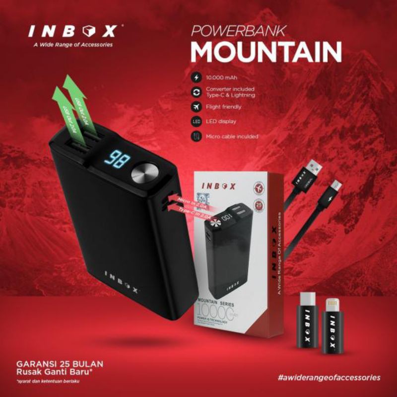 Powerbank inbox mountain 10000mah 2usb