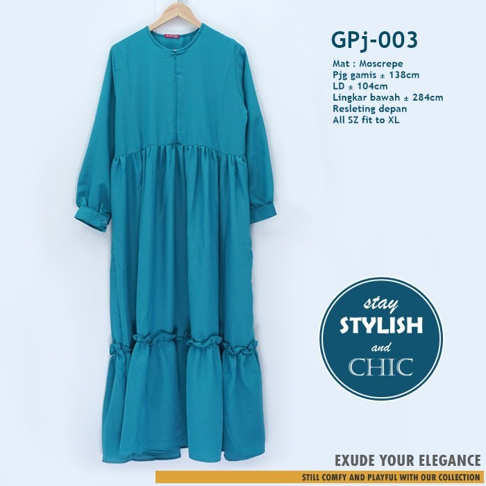 Gamis Polos Busui bahan Moscrepe / Gamis Ruffle renda kode GPj