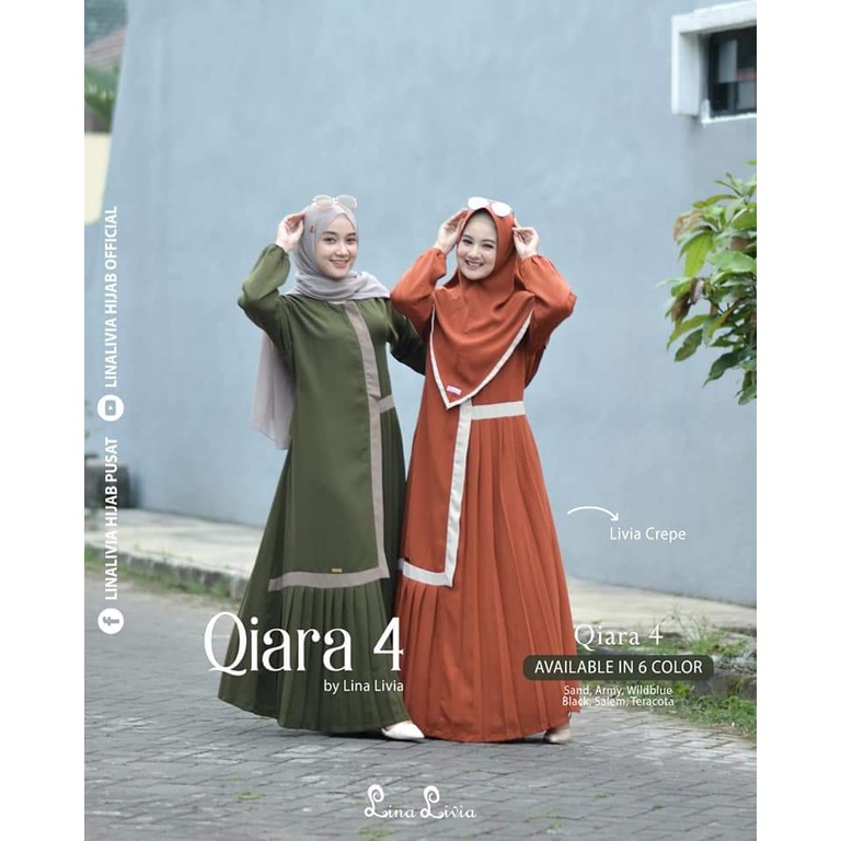 Gamis Qiara 4 By LinaLivia Hijab/gamis syari/gamis plisket