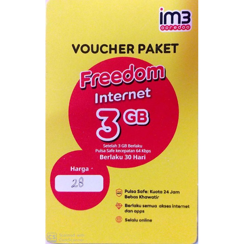 Voucher Freedom Indosat im3 3 GB