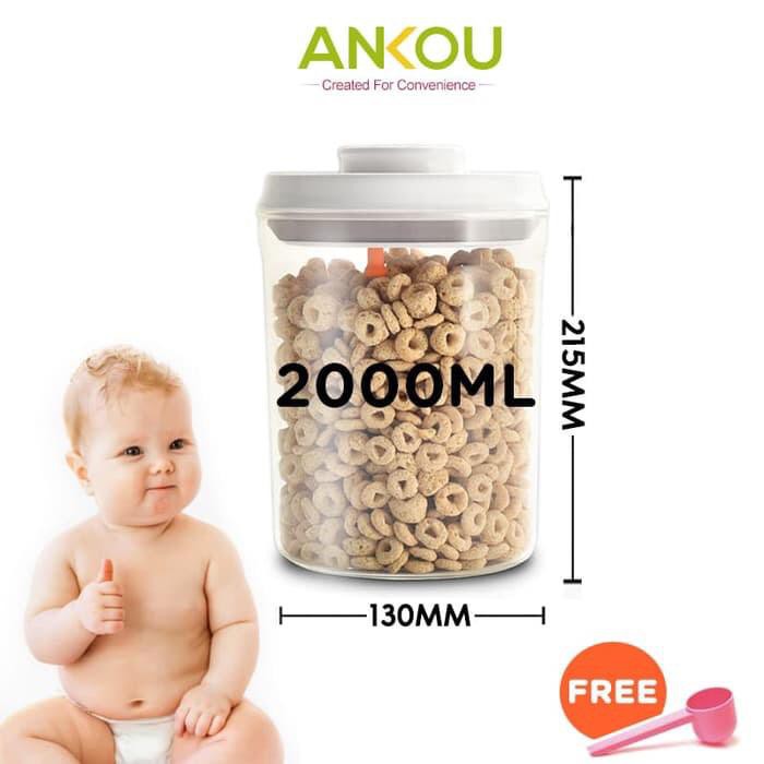 Toples Makanan / Toples Susu Kedap Udara Ankou Size 2L Bulat