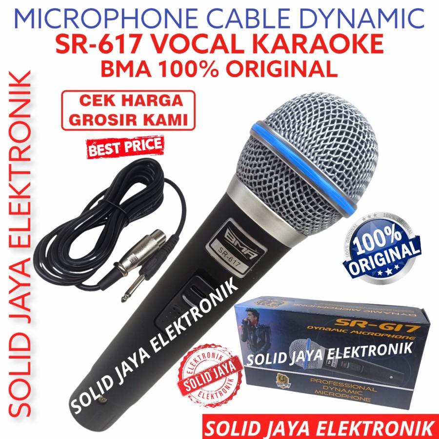 MIC MICROPHONE BMA SR617 PROFESIONAL DYNAMIC MIK SR-617 SR 617 KARAOKE VOKAL VOCAL S6-617 DINAMIC MIK KABEL PRODUK BMA ASLI ORI ORIGINAL