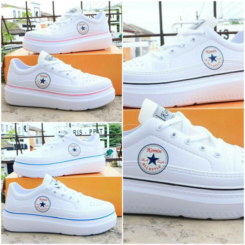 Sepatu Sneakers Wanita Korea l Sepatu Olahraga Karet Wanita Sol Tinggi 4cm Komin 076