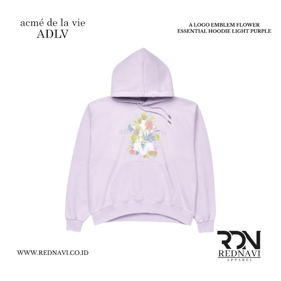 Acme De Lavie ADLV A Logo Emblem Flower Essentials Hoodie Light Purple