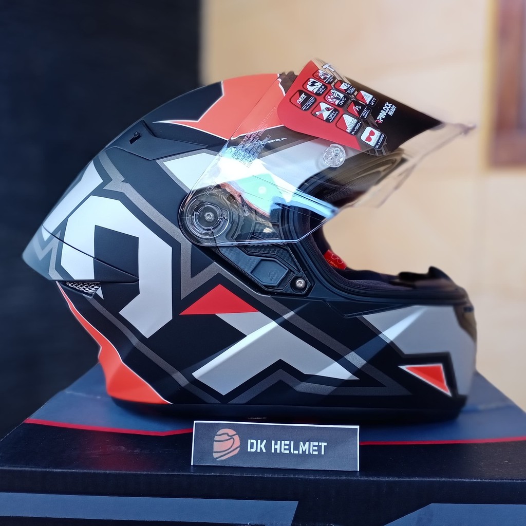 Helm Full Face KYT TT Course Electron Matt Grey Red