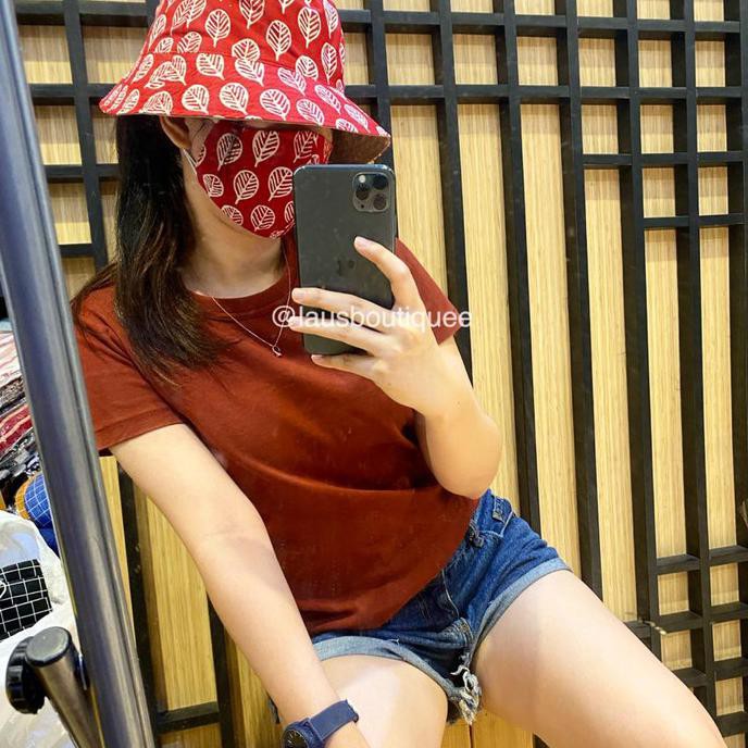 TOPI BUCKET WANITA/TOPI BATIK - BIRU DAUN