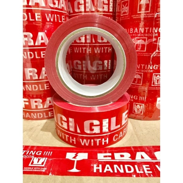 LAKBAN FRAGILE MERAH 48 MM X 100 YARD (90M)