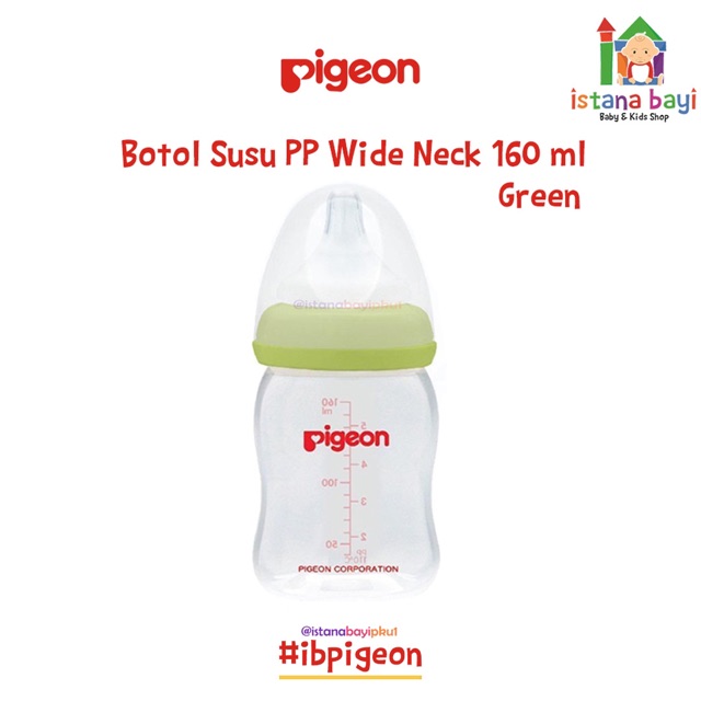 Pigeon Botol Gelas Wide Neck 160 ml W/P-Plus Nipple/Botol susu bayi