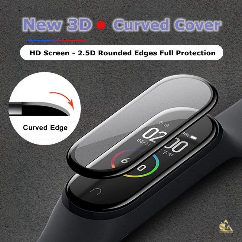 Tempered Glass 4D Xiaomi Mi Band 4 5 6 FULL CURVE Polimer Nano Technology Screen Protector Anti Gores Kaca Film