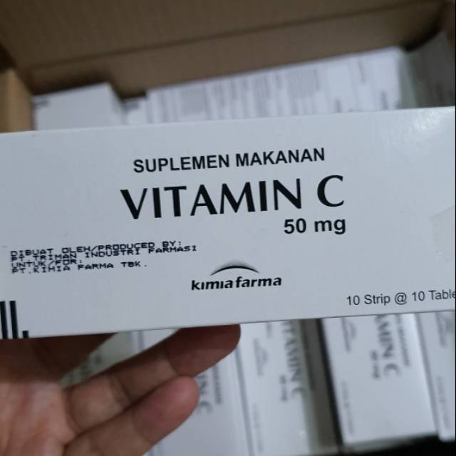 Vitamin C 50mg Suplement Makanan (100 tablet) 10stip 1dus / vit C Kimia Farma / vit c food suplement