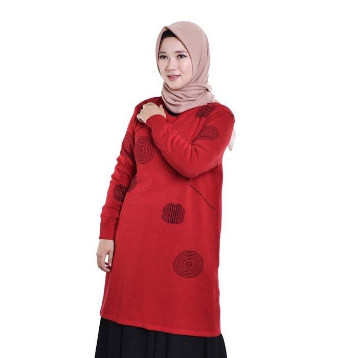 Baju Wanita Tunik Yuskar Tunik Jaket Motif Spiral All size