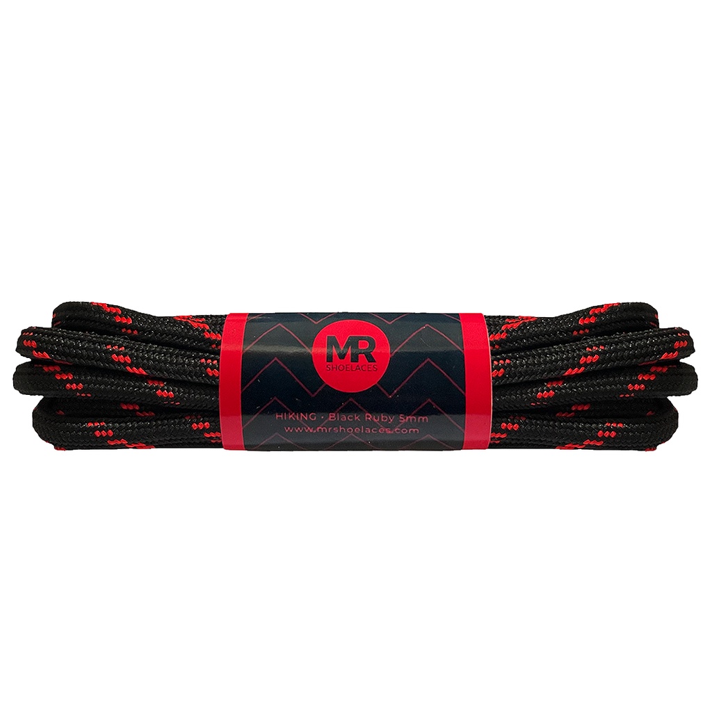 Original MR Shoelaces HK08 Black Ruby (Hitam Merah) Tali Sepatu Hiking Motif 4-5mm 90cm 100cm 120cm 130cm 150cm 180cm 200cm (Katun Cotton)