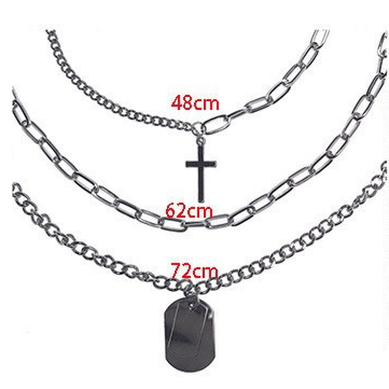 3pcs/set Kalung Rantai Dengan Liontin Salib Bahan Titanium Steel Gaya Hip Hop Untuk Pria/Wanita