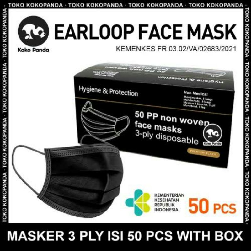 masker earloop 3ply/ masker earloop hitam