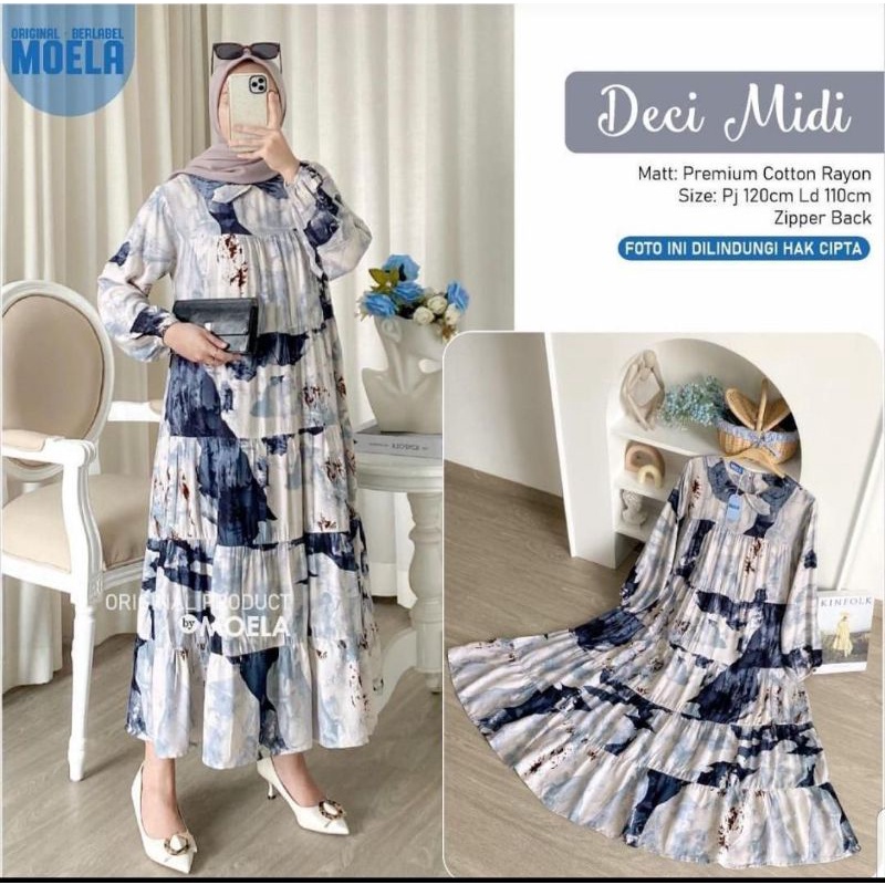 SANSO - SIERA- MOA - ROSIE - BINE - SINMI - GARIN - ISABEL MIDI DRESS KATUN RAYON JUMBO LD 105 / BUK