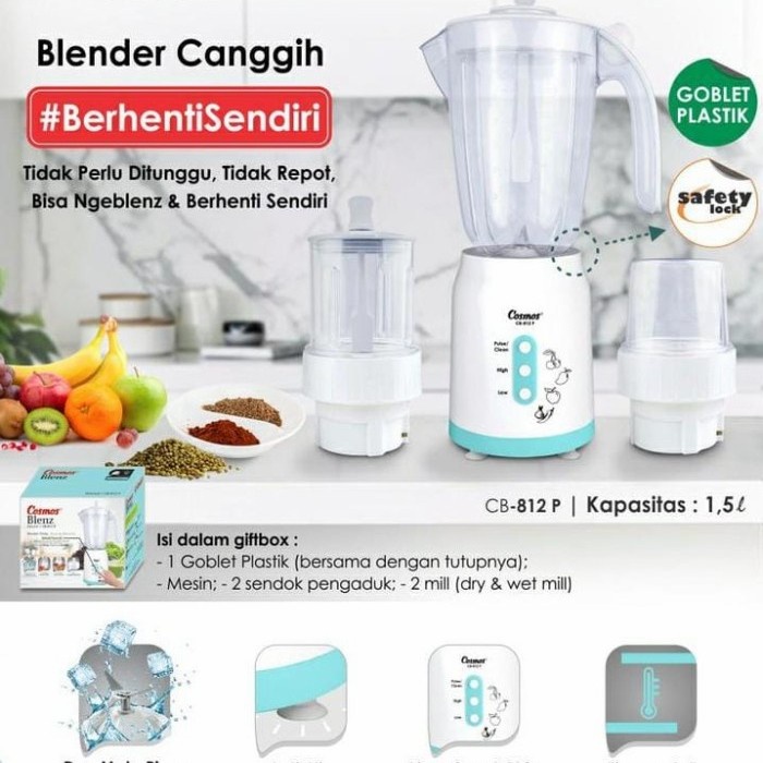 Blender Plastik Cosmos CB 812 P Goblet Smart Blend Cosmos Blenz 812P