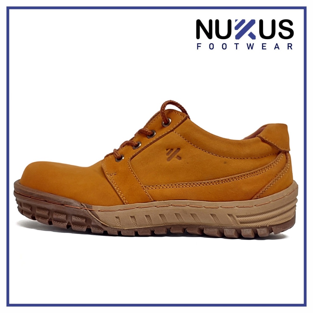 Nukus Safety Shoes Ujung Besi Tali Pendek Cokelat Tan - PT NB