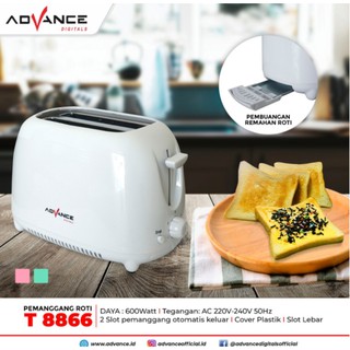 Advance Toaster Pemanggang Roti 2 Bread Slice Listrik T-8866 T8866