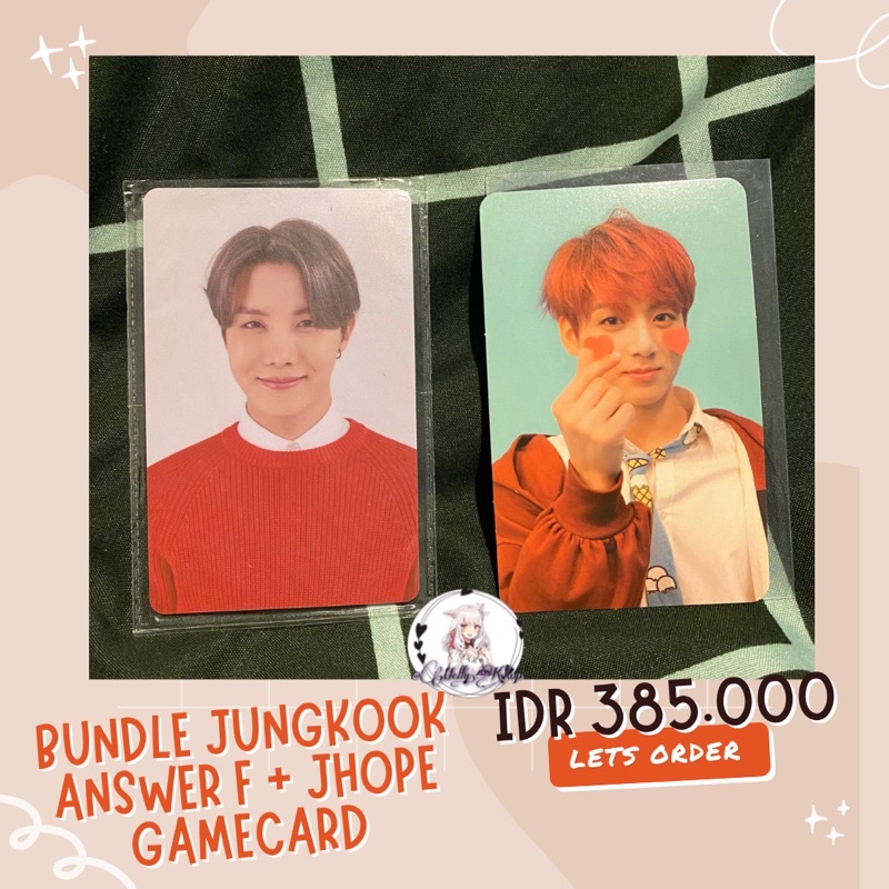 [READY] PC BUNDLING PHOTOCARD JK JUNGKOOK LOVE YOURSELF ANSWER VER F JHOPE GAMECARD OFFICIAL
