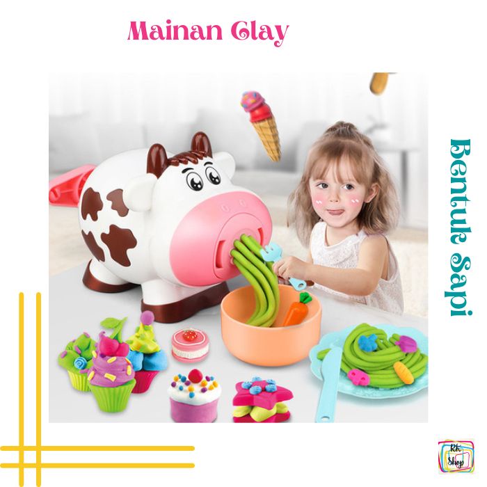 Mainan dream clay cow, Mainan sapi clay tanah lihat set anak