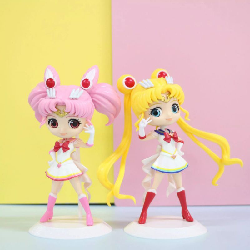 Figure Sailor Moon  Tsukino Usagi Set 2 Mainan figure Sailormoon Miniatur pajangan Q Posket