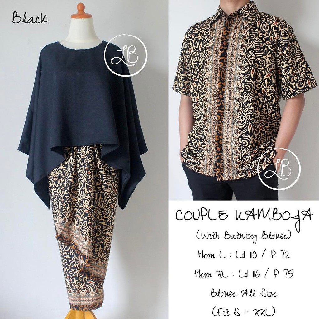 Setelan Couple Kamboja Batwing Black.