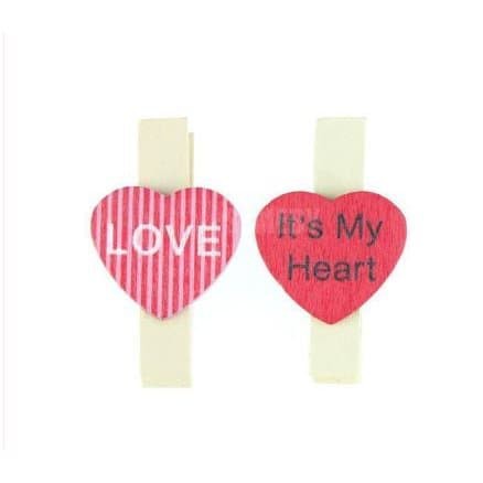 Penjepit Kayu Mini Motif Love Letter #02 (5pcs)