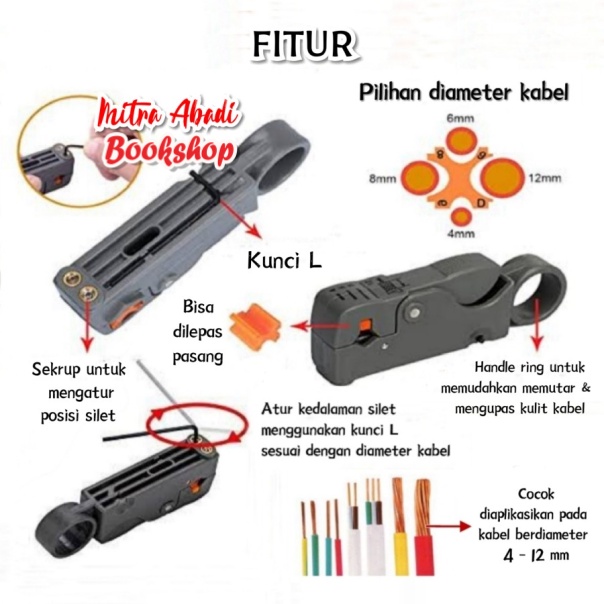 Rotary Coaxial Cable Stripper Cutter - Alat Pengupas / Pemotong Kabel