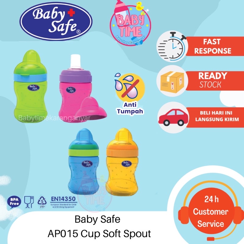 BABY SAFE AP015 Training Cup Soft Spout 6m+ anti tumpah / Botol minum Sedotan bayi anak Babysafe