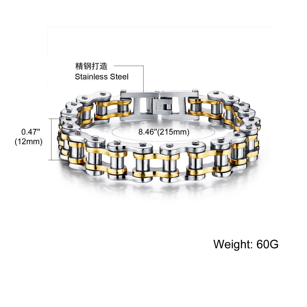 Gelang Cowok Stainless Steel Titanium Anti Karat Warna Silver 10mm 12 mm GP008