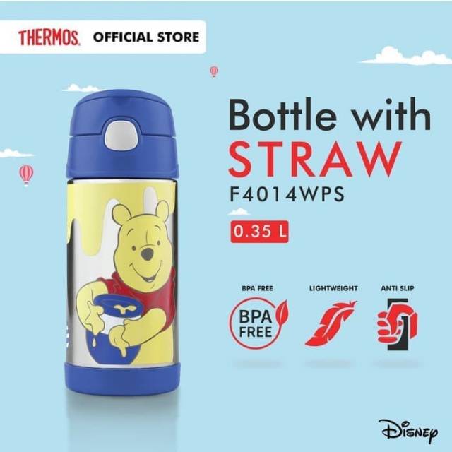 Thermos Original Straw Bottle Disney Winnie The Pooh Cars Frozen 350ml - Tumbler