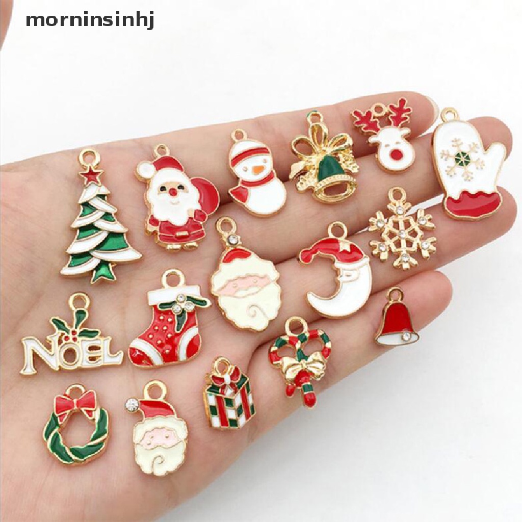 Mornin 38pcs Liontin Enamel Tema Natal Diy