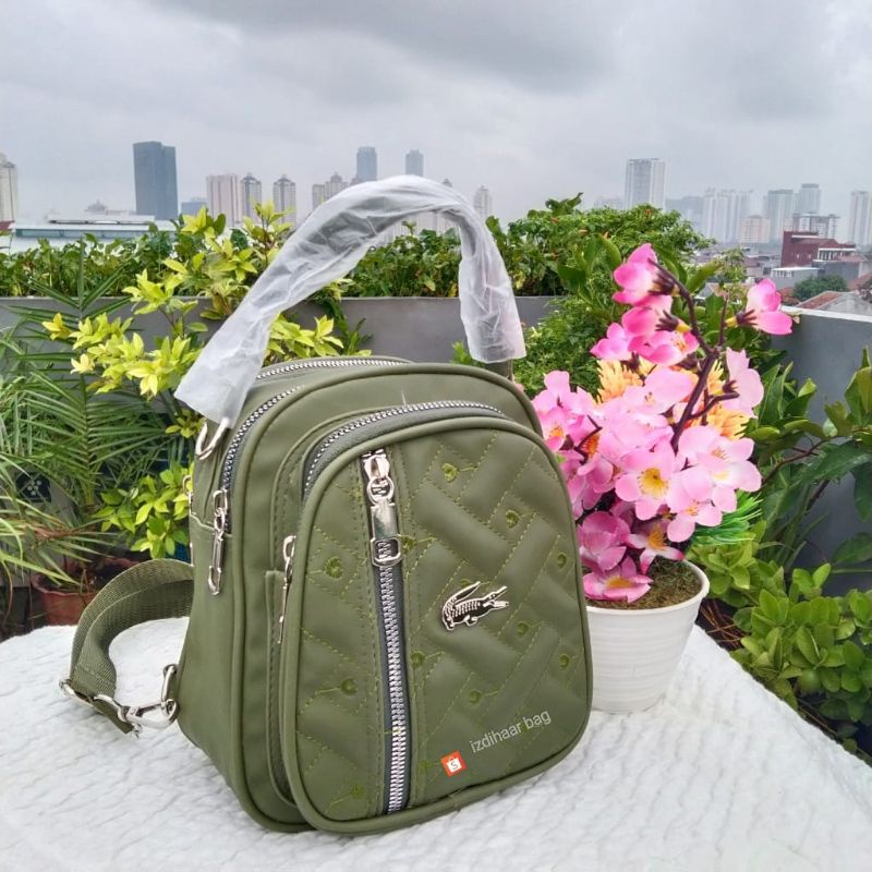 tas ransel 4 ruang bahan nilon bordir depan ukuran T21xL19 x9 cm.-Grentea