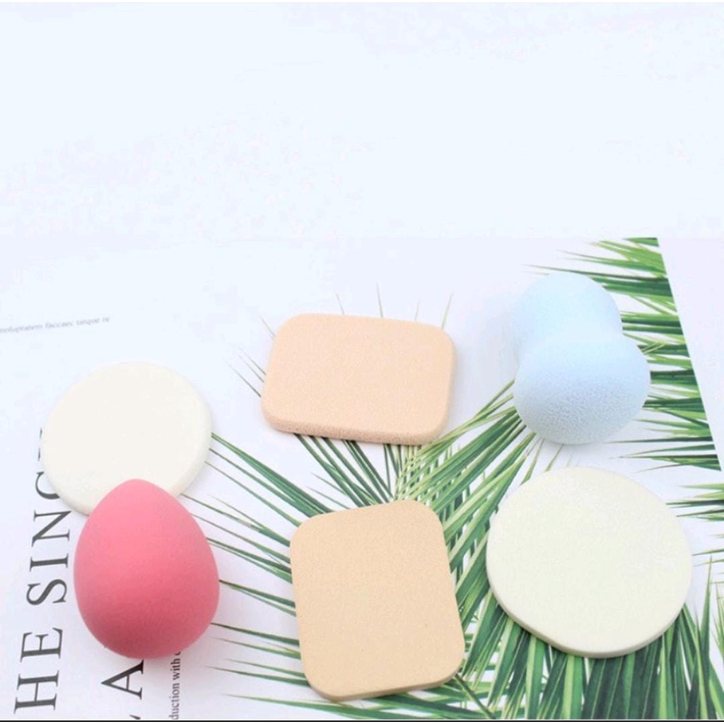 *galerybeautysemarang* Spons Make Up Set 6 IN 1 Beauty Blender Sponge Bedak Isi 6 Pcs Powder Puff Foundation Makeup Puff Wajah Kemasan Plastik