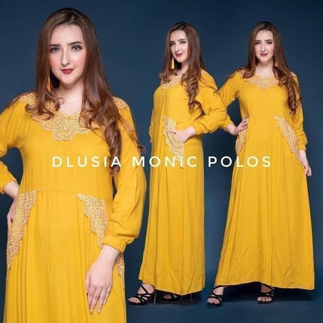 Daster arab renda Dlusia Monic Polos TP lengan panjang Sabanastore