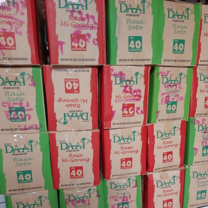 

DAAI VEGAN NOODLE, RASA MIE GORENG, 1 DUS ISI 40 BKS