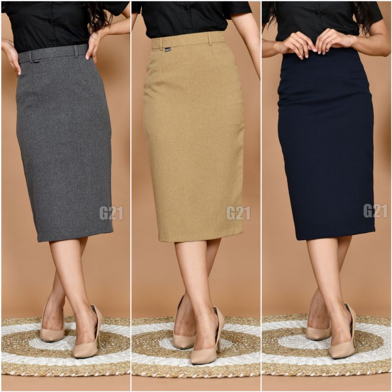 Rok Kerja Pendek Hitam Span 7/8 Bahan Formal Kantor