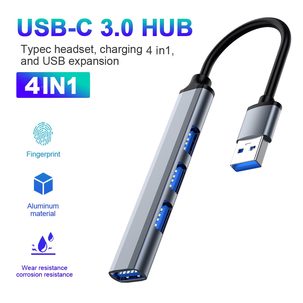 Hub Splitter 4 Port Usb Tipe-C 3.0 3.1 Untuk Lenovo Huawei Xiaomi Macbook Pro Air