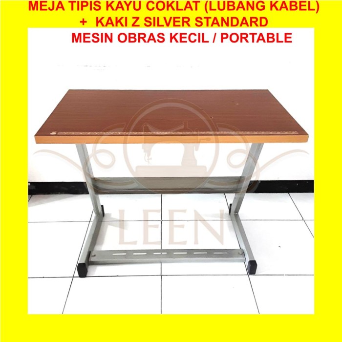 Meja Tipis &amp; Kaki Z Silver SET Mesin Jahit Obras Kecil / Portable LEEN