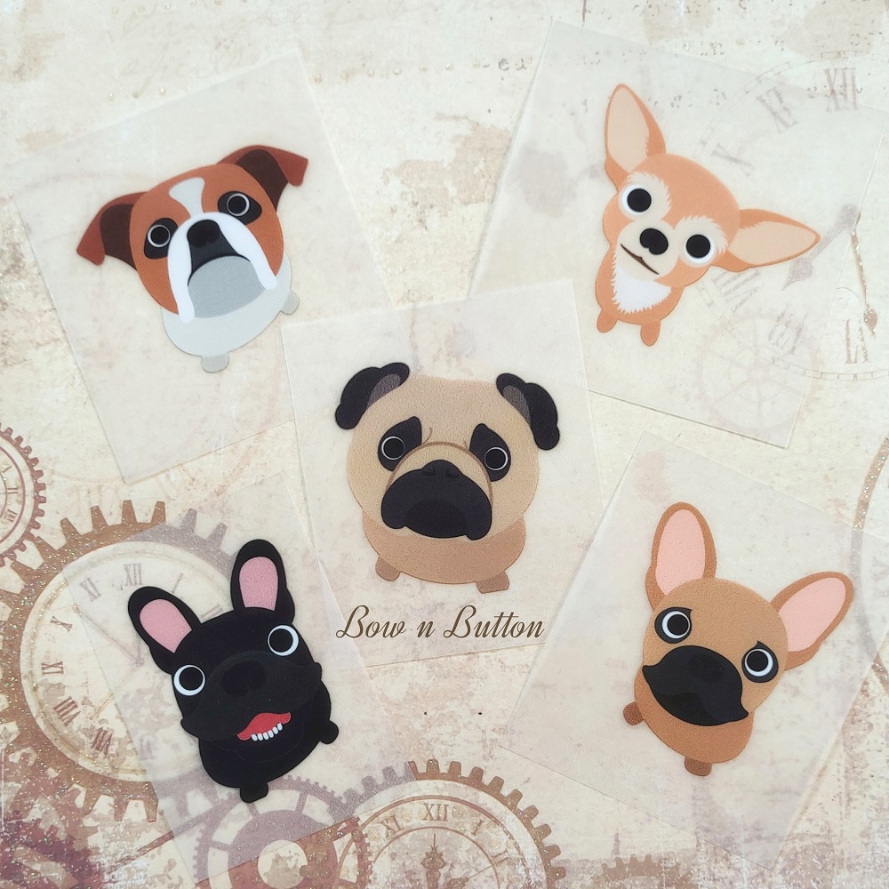 Sticker Patch Sablon 3 Baju Iron Stiker Anjing Dog Puppy Bulldog Chihuahua Pug French Bulldog