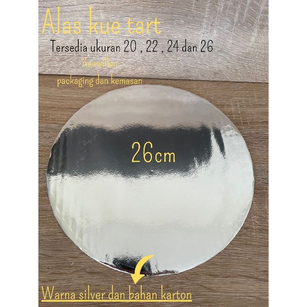 ALAS KUE TART 26CM TATAKAN KUE ULANG TAHUN BULAT BAHAN KARTON SILVER