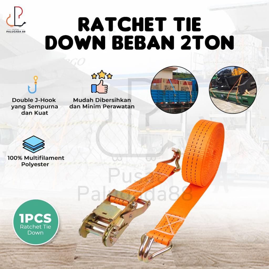 Jual Ratchet Tie Down 2 inch 10 meter 2 ton Tali Pengikat Barang / bing untuk Truk Pickup 2