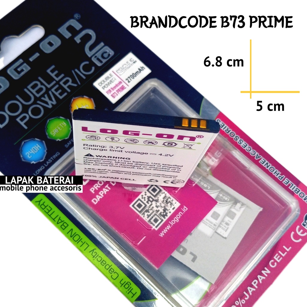 LOG - ON Baterai Brandcode B73 Prime Double IC Protection Battery Batre